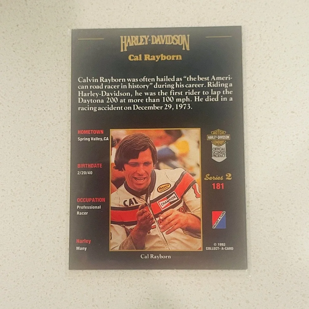 1992 Harley-Davidson Series 2 Cal Rayborn Trading Card 181 Collect-A-Card Racing